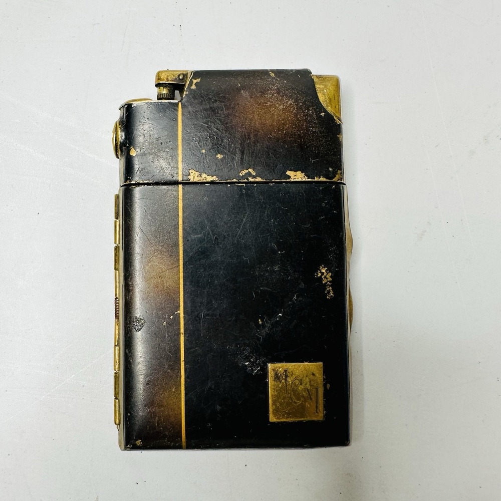 Vintage Marathon Cigarette Case With Lighter Made In USA Art Deco Tobacciana